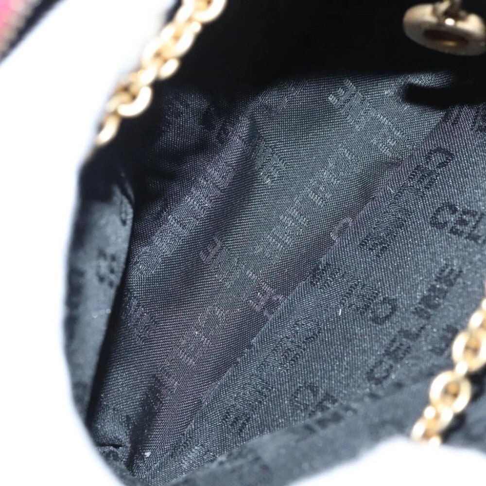 CELINE Chain Shoulder Bag Leather Red Gold Auth 118372 - Picture 2 of 16
